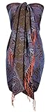Peach Couture Elegant Double Layer Reversible Paisley Pashmina Shawl Wrap Scarf Rainbow