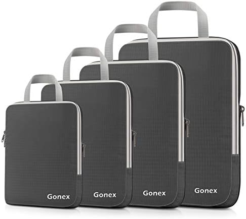 Gonex Compression Packing Cubes, 4pcs Expandable Storage Travel Luggage Bags Organizers (Deep Gray) 1 Gonex Compression Packing Cubes, 4pcs Expandable Storage Travel Luggage Bags Organizers (Deep Gray)