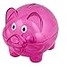uxcell Xmas Gift Pig Shaped Money Saving Pot Coins Piggy Bank Clear Fuchsia