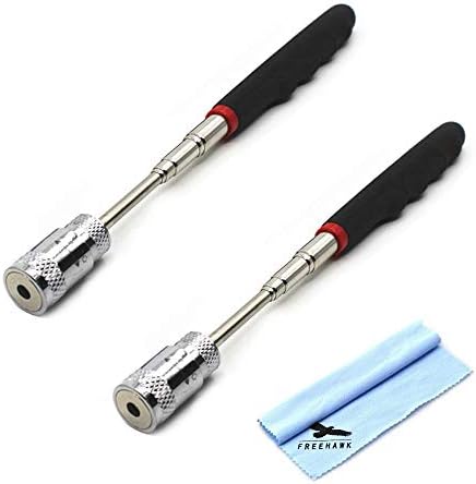 OutFans Magnetic Pick-up Tool Retrieval Tool Telescoping Stainless Steel with LED Light, Extended Length 31inch, Perfect for Quick Finding of Metal Items at Home, Garage, Yard and Office(Pack of 2)
