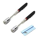 OutFans Magnetic Pick-up Tool Retrieval Tool Telescoping Stainless Steel with LED Light, Extended Length 31inch, Perfect for Quick Finding of Metal Items at Home, Garage, Yard and Office(Pack of 2)
