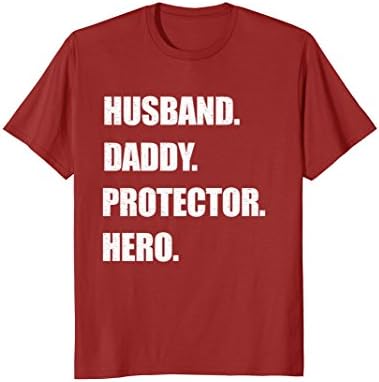 Mens Husband Daddy Protector Hero T-Shirt Gift From Wife Children Large Cranberry