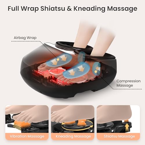 COMFIER Foot Massager with Heat, Compression & Vibration Shiatsu Feet Massager for Plantar Fasciitis, Neuropathy, Electric Foot Warmer Remote Control, Gifts for Women, Men