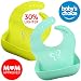 Baby Silicone Bib for Girls and Boys-Toddlers-Waterproof-Easly Wipe Clean w/Deep Food Catcher Pocket-BPA Free- Prevents Food Stain-Messy Floor-Reduces Laundry-Awesome Unisex Baby Shower Gift Set of 2 primary