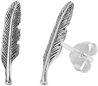 ネイチャーテクスチャーフェザーボヘミアン 925スターリングシルバー ボーホープラムフェスティバル ファッションスタッドイヤリング