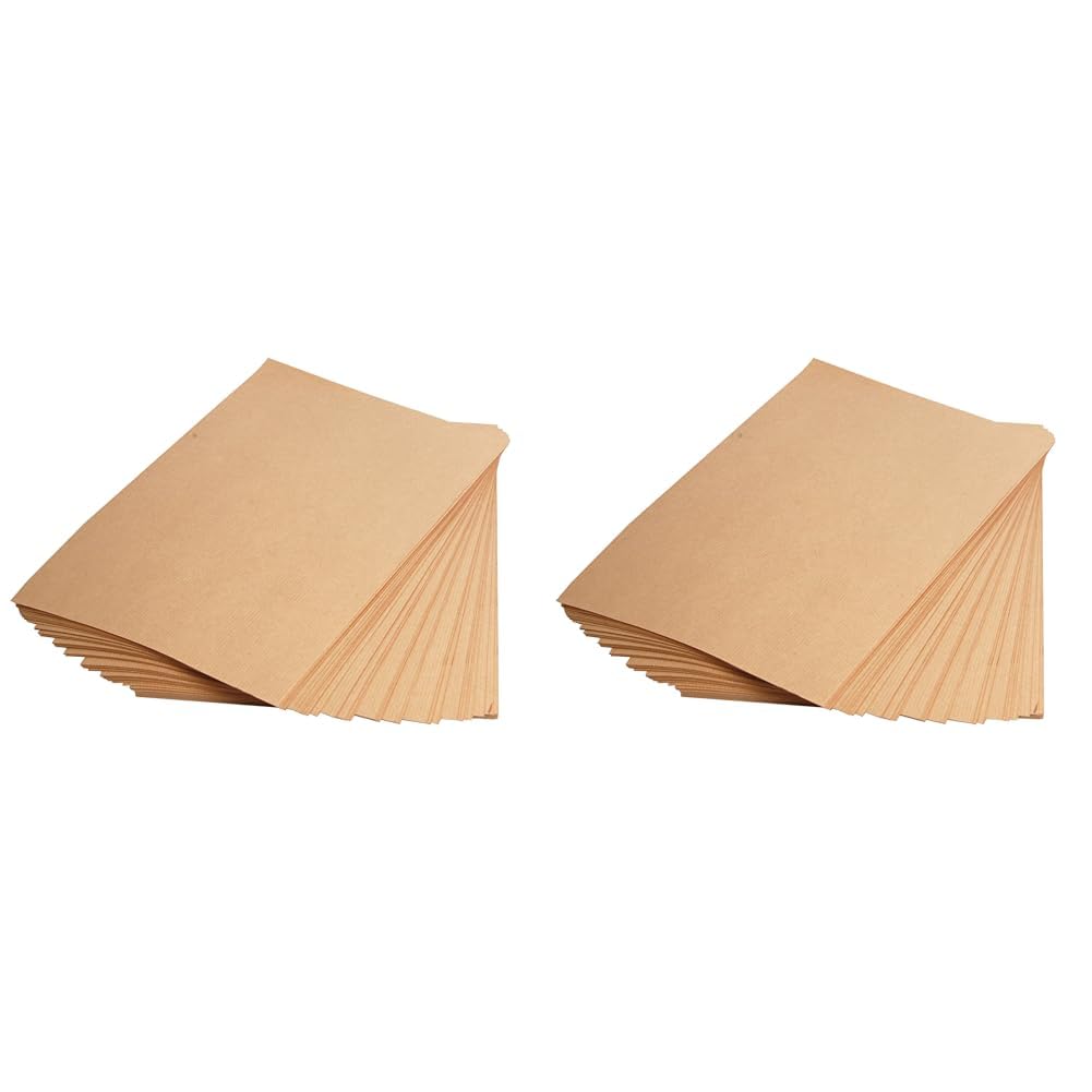 Clairefontaine - Ref 396004C - Kraft Paper (100 Sheets) - A4 (297 x 210mm) Sized - Natural Brown, Smooth Side & Ribbed Side, 90gsm Paper, Acid Free, pH Neutral (Pack of 2)