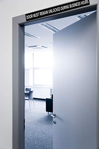 Door Must Remain Unlocked During Business Hours, Vinyl Adhesive Sign, 28x1.5 Inches
