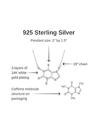 Rosa Vila Caffeine Molecule Necklace, 925 Sterling Silver, Coffee Necklace, Coffee Lover Jewelry for Women, Coffee Gifts for Women, Coffee Lovers Gifts, Mother's Day