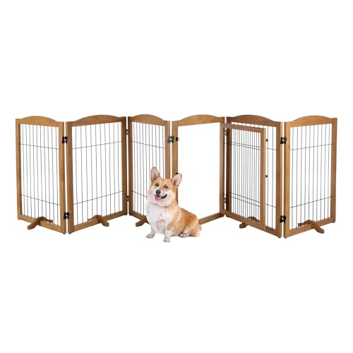 Dog Gate - Foldable Indoor Pet Fence with Support Feet and Lockable - 133x32in…