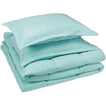 AmazonBasics Comforter Set, Full / Queen, Sea Foam Green, Microfiber, Ultra-Soft