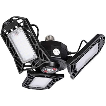 LED Garage Lights Motion Activated,60W Radar Garage Ceiling Light with 3 Adjustable Panels, Deformable Garage Lighting 6000 LM, E26/E27 Utility Shop Light for Warehouse, Working LED Light Bulbs ... ...