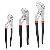 Meterk 3 Pcs Adjustable Plumbing Pliers Set, Tongue and Groove Pliers, 8 Inch, 10 Inch and 12 Inch Water Pump Pliers, Anti-slip Rubber Handle, Quick and Easy to Adjust MKGP01