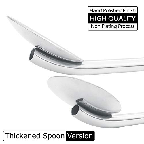 GFDesign 10.5" Extra Long Spoon Straws Stirrer SUS 304 Food-Grade 18/8 Stainless Steel Reusable and Durable - Set of 4 with 2 Cleaning Brushes