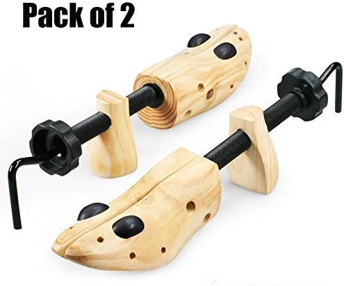 Dmaxia 2 Way Cedar Shoe Trees For Men Wooden Shoe Stretcher Adjustable Length & Width Unisex Shaper Stretch Large for Man's Size 7.5-11 Woman's Size 10-13.5 (Large)
