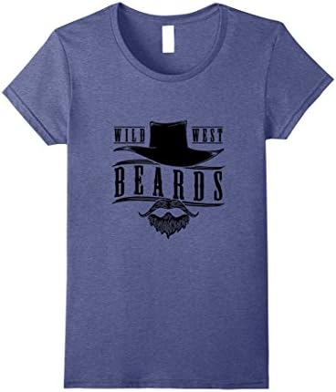Womens Wild West Beards Brand shirt Medium Heather Blue