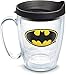 Tervis DC Comics Batman Emblem Made in USA Double Walled Insulated Tumbler Travel Cup Keeps Drinks Cold & Hot, 16oz Mug, Clear - Black Lid