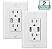 OviiTech 2.4 AMP Dual Smart High Speed Wall Mount Charger USB Outlet,15A Tamper Resistant Receptacle,Wall Plate with Screw,2 Pack, White