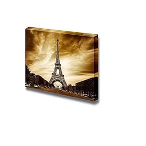 Canvas Prints Wall Art - Eiffel Tower in Paris Retro/Vintage Style | Modern Wall Decor/Home Art Stretched Gallery Canvas Wraps Giclee Print & Ready to Hang - 12" x 18"