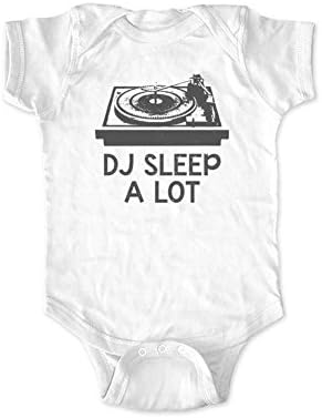 cuteandfunnykids DJ Sleep A Lot Turntable Retro Music Baby Bodysuit