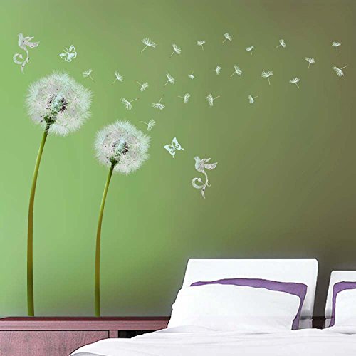 Walplus Wall Sticker With White Dandelion Flower Art