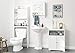 Spirich Home Bathroom Shelf Over The Toilet, Bathroom Cabinet Organizer Over Toilet with Louver Door,White (Black Shelf)