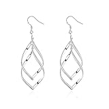925 Sterling Silver， Double Twist Wave Long Tassels Drop Dangle Earrings for Women girls