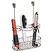 mDesign Over Door Bathroom Hair Care & Styling Tool Organizer Storage Basket for Hair Dryer, Flat Iron, Curling Wand, Straightener - Hang Inside or Outside Cabinet Doors, 3 Sections, Venetian Bronze