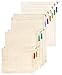 Reusable Produce Bags + Bulk Food Bags + String Bag, 7-pack - Assorted Sizes, Organic Cotton Materials (Mesh, Muslin, Net), Tare Weight Label, Washable, Drawstrings, Zero Waste Shopping Kit, Green