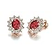 Yoursfs Garnet Crystal Clip on Earrings for Women 18K Rose Gold Plated Ruby CZ Cocktail Earrings