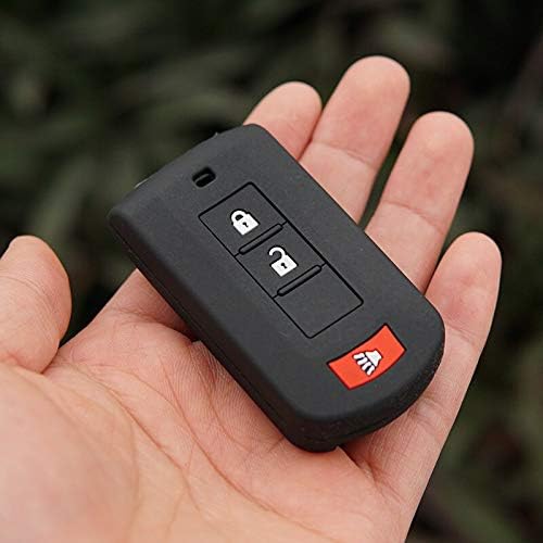Fricgore - Car Key Cover Protector_Silicone Rubber car key fob protect skin hood set case cover for Mitsubishi Mirage Outlander Eclipse Galant Lancer Pajero Remote - (Color Name:Black)