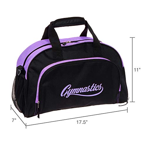 LISH Gemma Gymnastics Duffel Bag - Girl's Travel Sports Gym Bag w/Shoe Compartment (Black/Purple) - Thumbnail 5