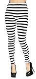 Simplicity Women's Black & White Striped / Looped Slim-Fit Tight Leggings