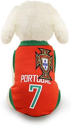 SymbolLife Dog Clothes Football T-Shirt Dogs Costume National Soccer World Cup FIFA Jersey for Pet Portugal