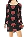 Allegra K Women's Scoop Neck Drop Shoulder Printed Tunic Knit Shirt Red-Skull M (US 10)