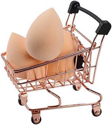 Makeup Blender Beauty Sponge 3 Pieces Set with Mini Shopping Cart Holder (BEIGE)