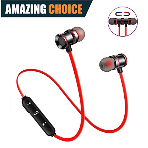 Bluetooth Headphones,Wireless 4.1 Magnetic Design Earphones,Bluetooth Earbuds,Bluetooth Earphones Headset Wireless Earbuds Headphones(5 Hours Working Time, Secure Fit Design),2019 New Model