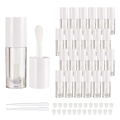 COSIDEA 14pcs Empty 6ml big doe foot wand lip gloss tubes for DIY lipgloss, White round lipgloss