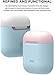 elago Duo Silicone Case Compatible with Apple AirPods Case 1 & 2, Premium Protective Silicone, Supports Wireless Charging, 2 Caps + 1 Body [ Pink, White + Pastel Blue ]