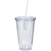 zaoalife Water Bottle, 650ml Ice Coffee Cups, Clear Tumblers with Lid and Straw, Clear Tumbler, Reusable Plastic Cups for Ice Water Juice Tea Milk