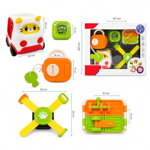 Cubo de Atividades Montessori 5 em 1 Brinquedo de Encaixe Sensorial Bebê