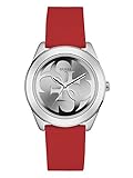 GUESS Women's Stainless Steel Silicone Casual Watch, Color: Red (Model: U0911L9)