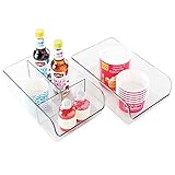mDesign Kitchen Cabinet Organizers, Storage for Fridge, Freezer, Pantry (Set of 2) - Clear