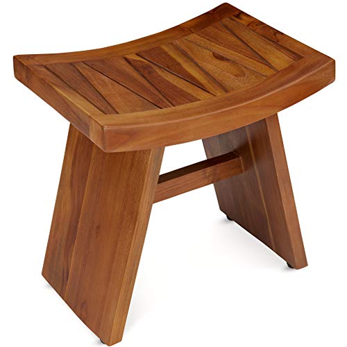 TeakCraft Teak Shower Bench Stool for Bath & Spa (Fully Assembled), 18