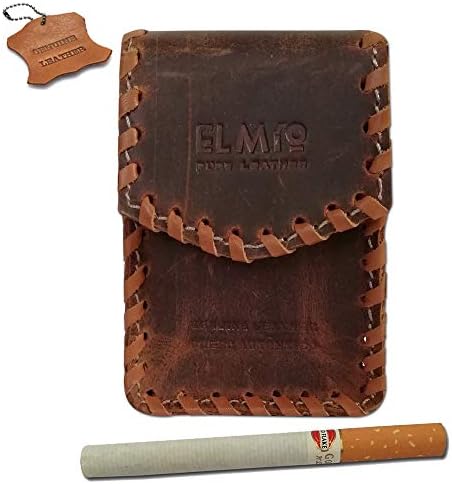 EL Mio® Pure Genuine Leather Vintage Brown Handmade Full Woven Cigarette Pack Holder - Can be Carried up to 20 Regular, King and Slim Size Cigarettes - (Not for Superslim, 100s or 110s Size)