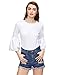 Verdusa Women's 3/4 Bell Sleeve Round Neck Blouse Shirt Top White M