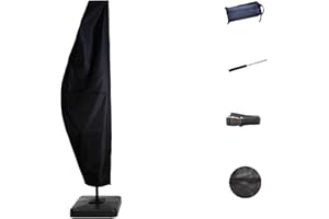 Patio Umbrella Cover， With Rod, CoverFml, For 12Ft To 13Ft Length And Up To 18 Diameter, Offset Umbrella, Curved Cantilever and Straight Pole Parasol (Black- B)