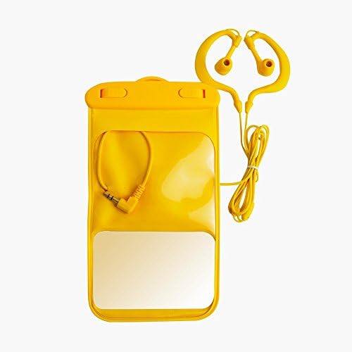 IPX8 Waterproof Headphones Earbuds with Waterproof Bag for Swimming - Waterproof and Sweatproof Headsets Design for Running Swimming Bathing Surfing Skiing(HYC-018 Yellow)