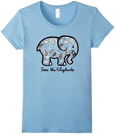 Women's SAVE THE ELEPHANTS T-Shirt Cute Harajuku Fashion Style Tee Medium Baby Blue