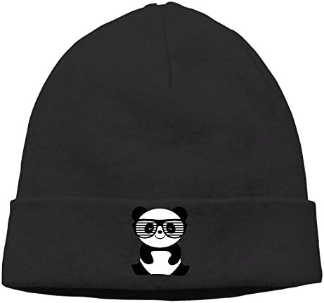 SEVENJIA Nerd Panda With Moustache And Glasses Soft Knit Beanie Hat Warm Thick Winter Hat For Men Nerd Panda With Moustache And Glasses Winter Warm Cap