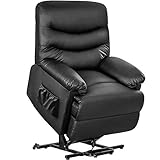 Merax Power Recliner and Lift Chair in Black PU leather Lift Recliner Chair, Heavy Duty Steel Reclining Mechanism